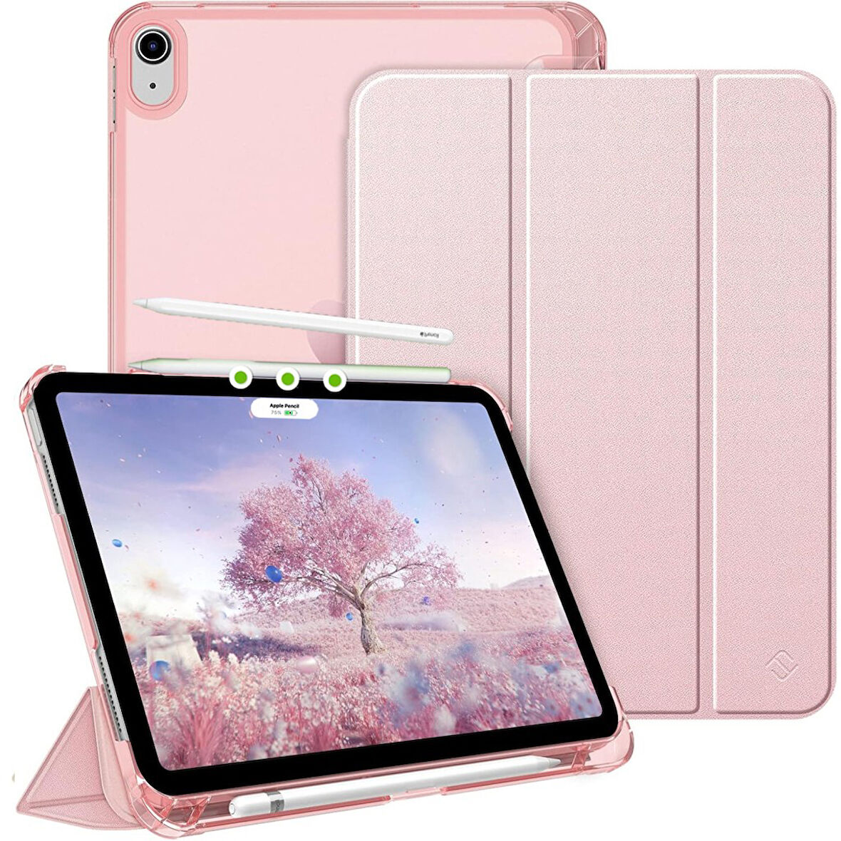 Apple iPad Air 11inç M2/M3 2025-2024 Kılıf Flip Cover Kalem Bölmeli PC Case