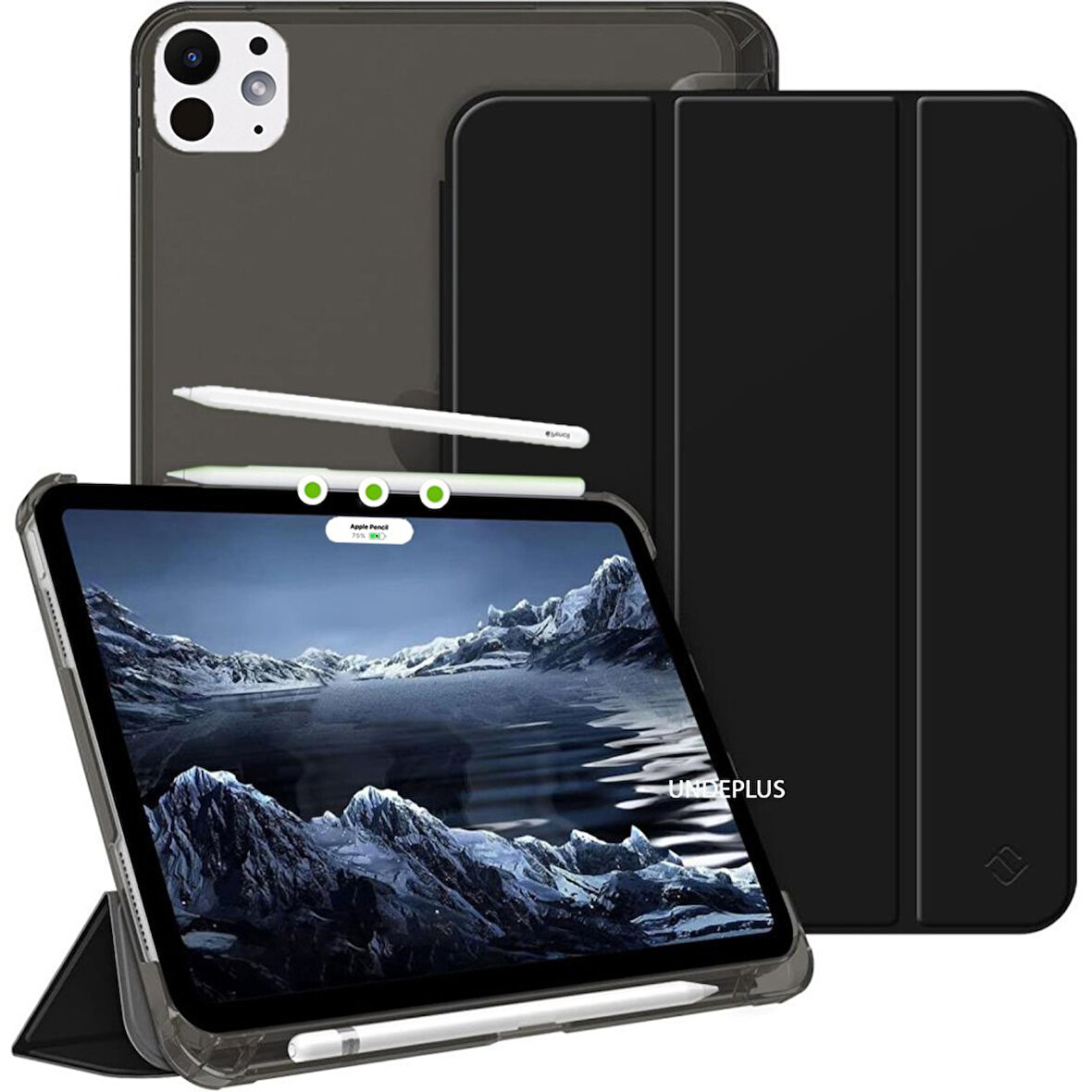 Apple iPad Pro 13inç M4 2024 Kılıf Flip Cover Kalem Bölmeli PC Case A2925 A2926 A3007