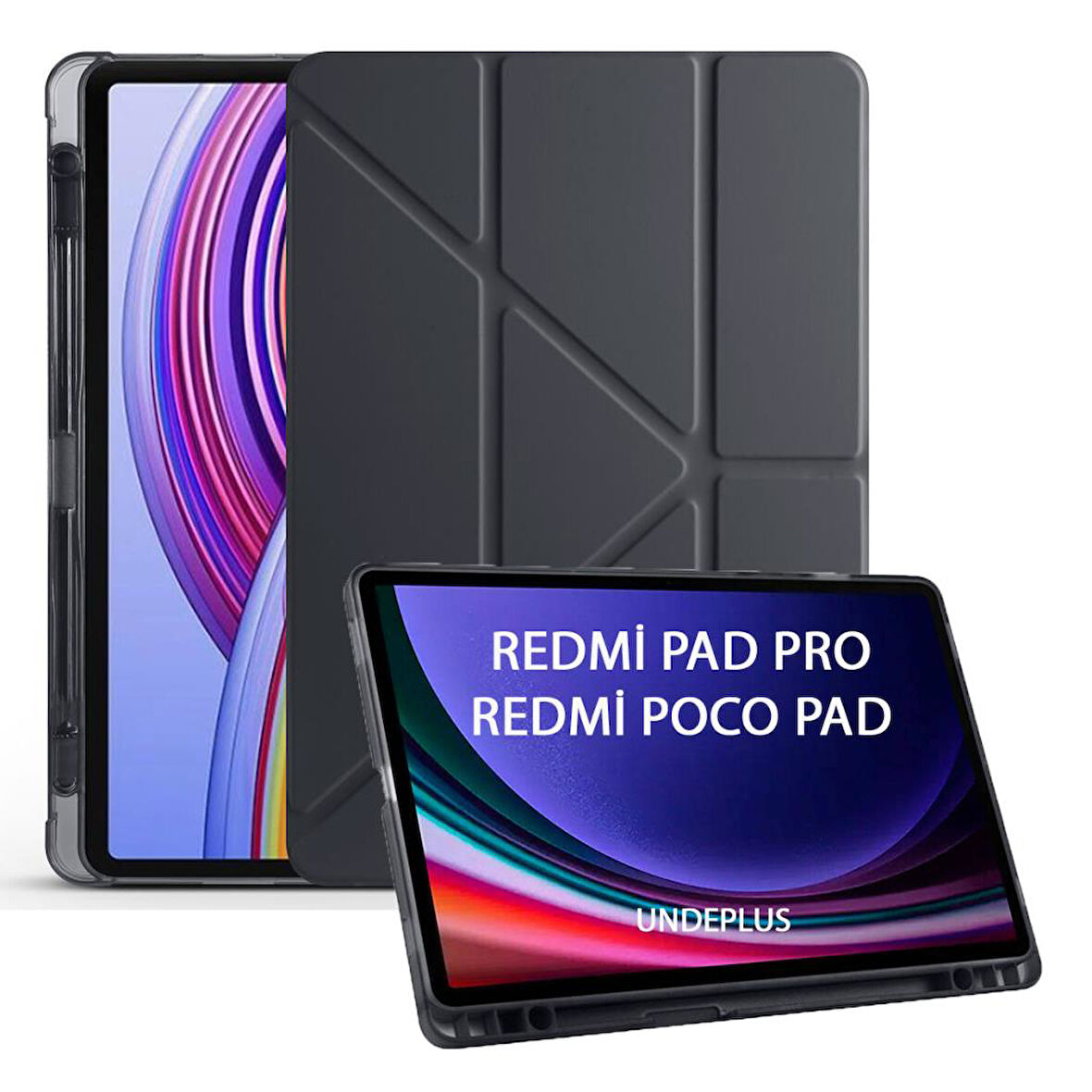 Xiaomi Redmi Pad Pro / Poco Pad 12.1inç Kılıf Kalem Bölmeli Trifolding Case (Düz Redmi Pad Değildir)