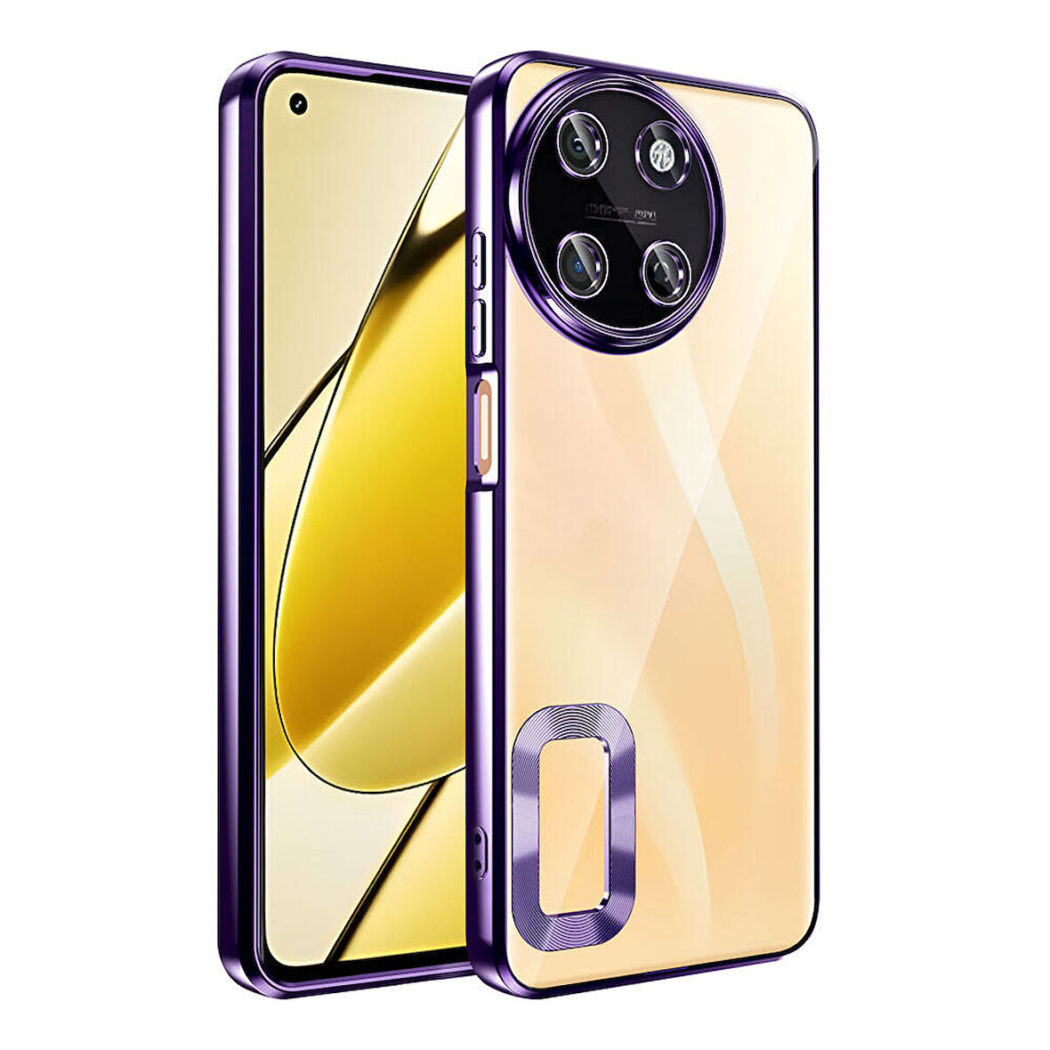Realme 11 4G Kılıf Kamera Korumalı Logo Gösteren Şeffaf Kapak
