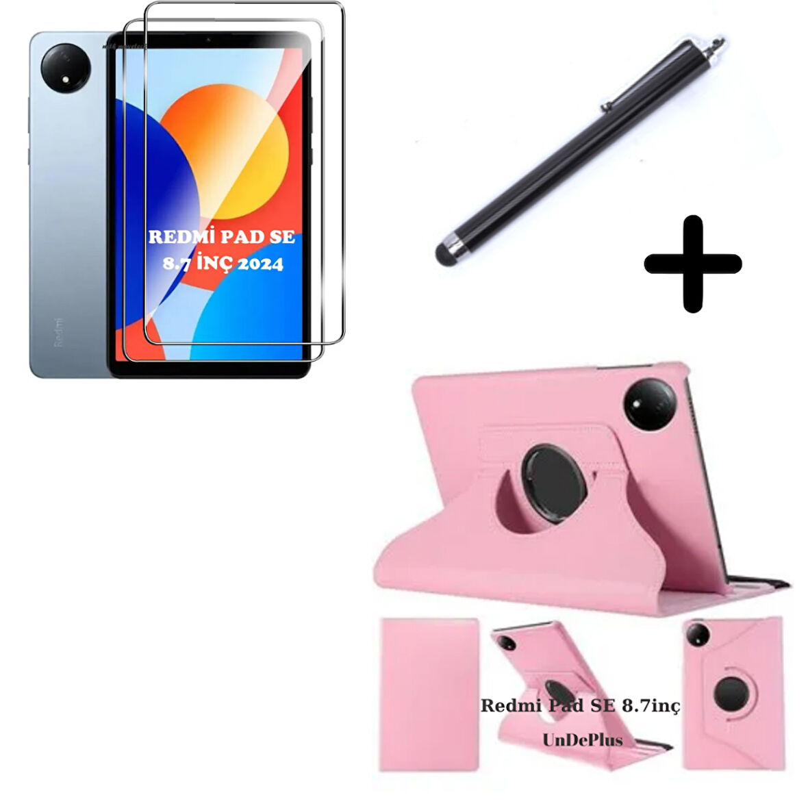 Xiaomi Redmi Pad SE 8.7inç Kılıf Dönen Tablet Kilifi Ekran Koruyucu+Kalem (RedmiPad SE 11inç Değildir)