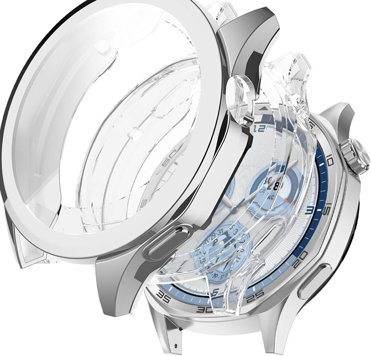 Huawei Watch GT 5 46mm 2li Set Silikon Parlak Renkli Ekran Koruyuculu Kasa Koruyucu (42mm Değildir)