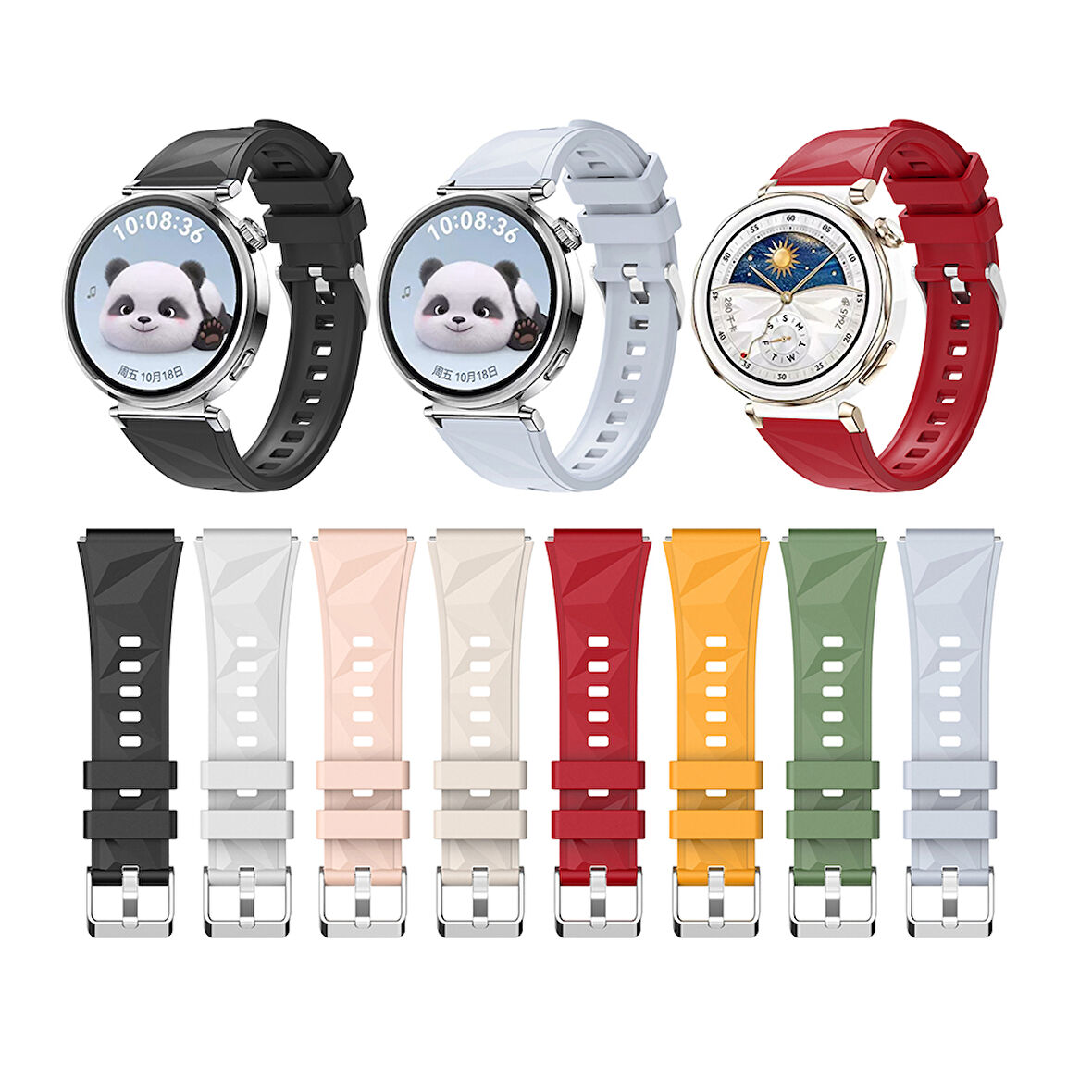 Huawei Watch GT 5 41mm Kordon Prizma Fluoroelastomer Strap Kauçuk Kayış 129