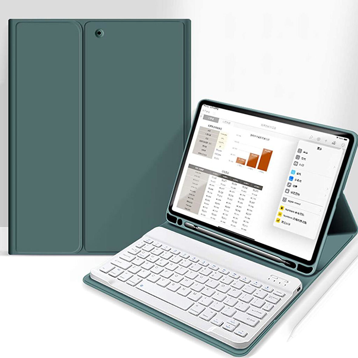 Apple iPad Air 11inç M2/M3 2025-2024 Kılıf Kablosuz Klavyeli Kılıf Mobax