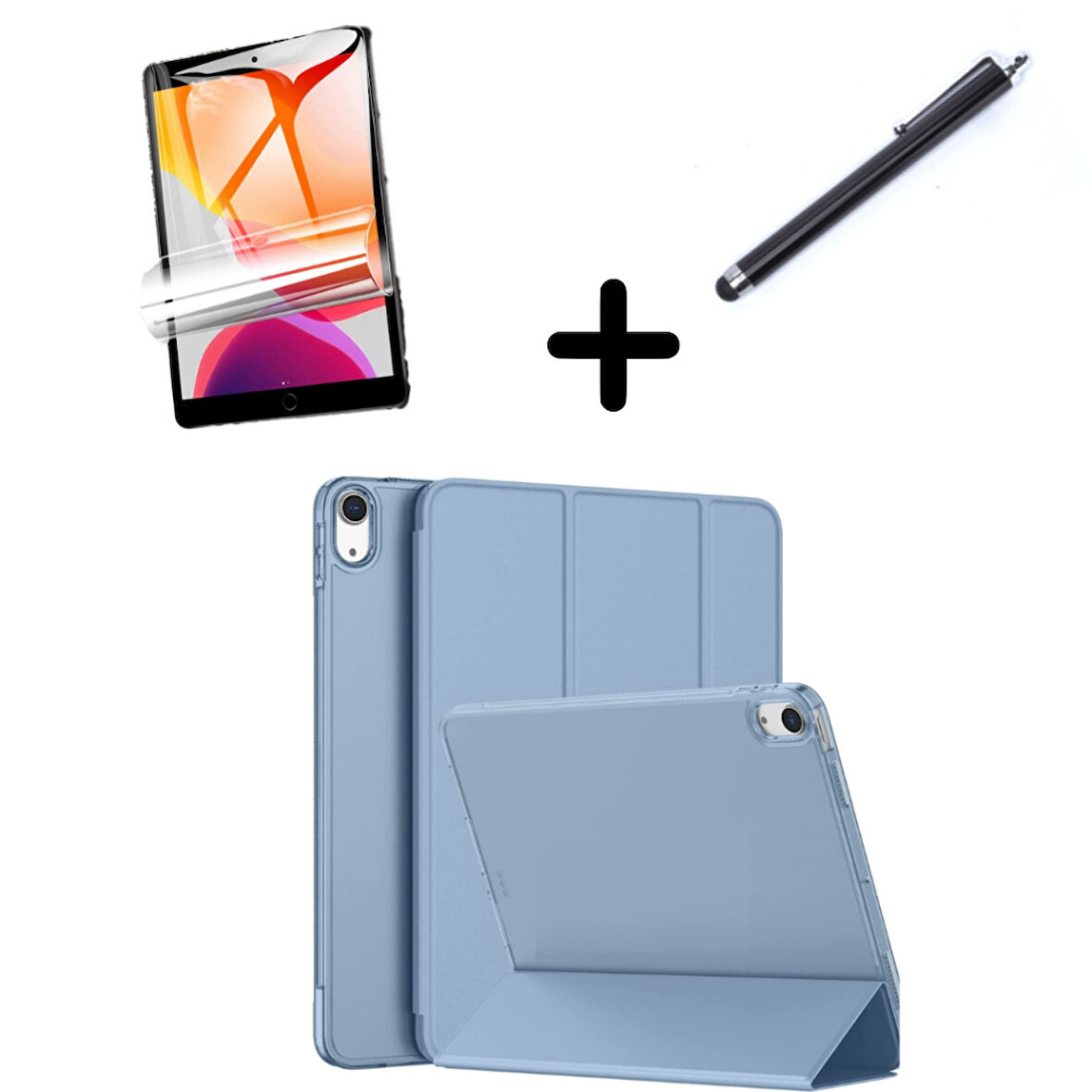 Apple iPad Pro 11 1. 2. 3. 4. Nesil Kılıf Set PU Deri Smart Tablet Kilifi Ekran Koruyucu + Kalem