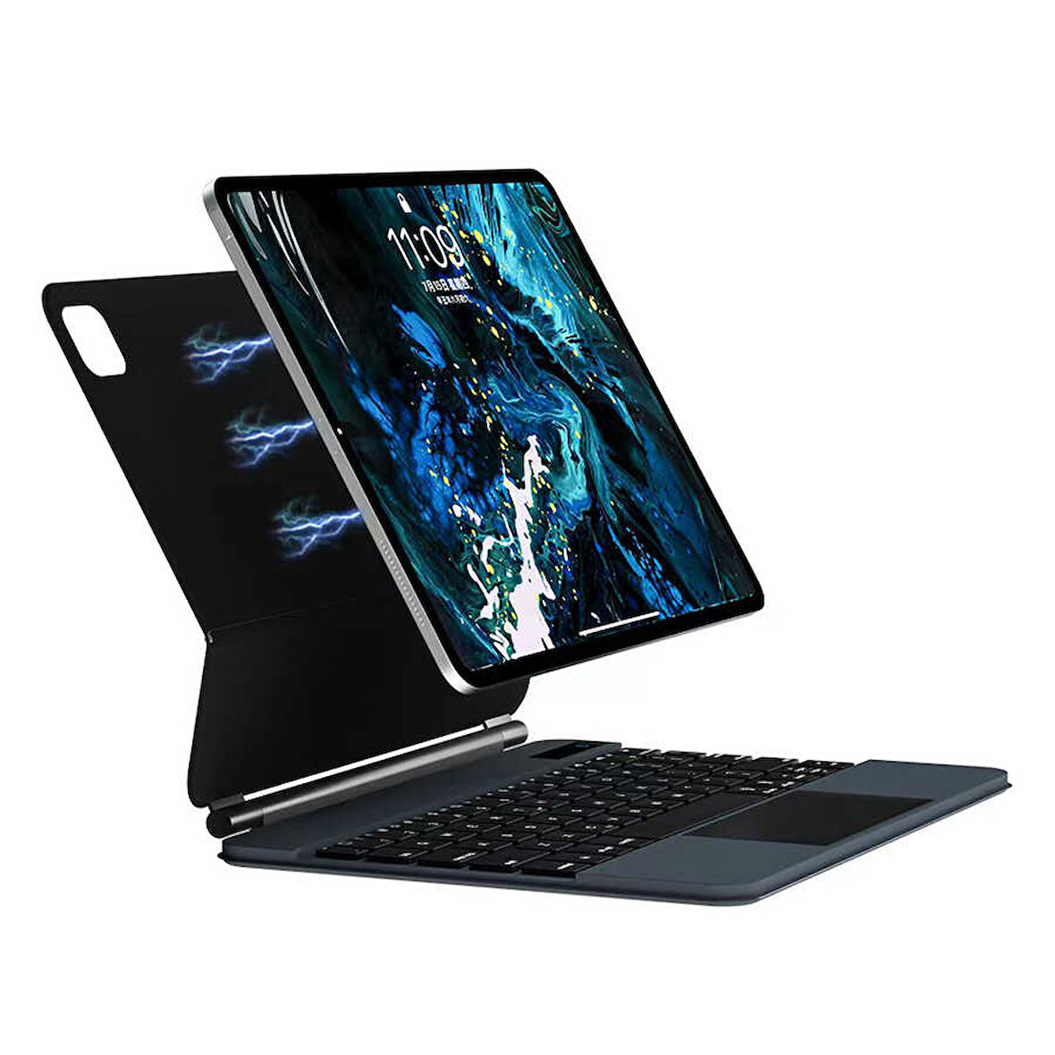 Apple iPad Air 13inç Pro 12.9 3/4/5/6.Nesil Klavyeli Kılıf Magic Keyboard Touchpad Aydınlatmalı Klavye