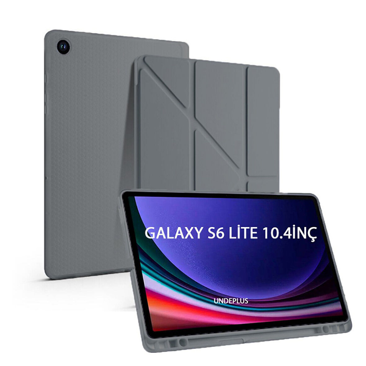 Samsung Galaxy Tab S6 Lite 2024 P620 P610 Kılıf Kalem Bölmeli Trifolding Case 13-15-17