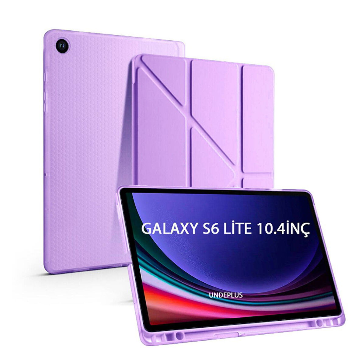 Samsung Galaxy Tab S6 Lite 2024 P620 P610 Kılıf Kalem Bölmeli Trifolding Case 13-15-17