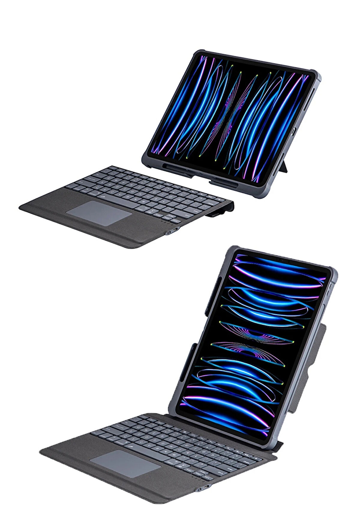 Apple iPad Air 4 10.9 Kılıf Led Işıklı Magnetik Standlı Klavyeli Kılıf A2072 A2316 A2324 A2325
