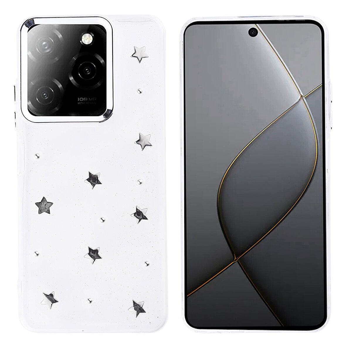 Tecno Spark 20 Pro 5G Kılıf Kabartmalı Kelebek-Kiraz-Çiçek Dizayn Şeffaf Kutup Kapak