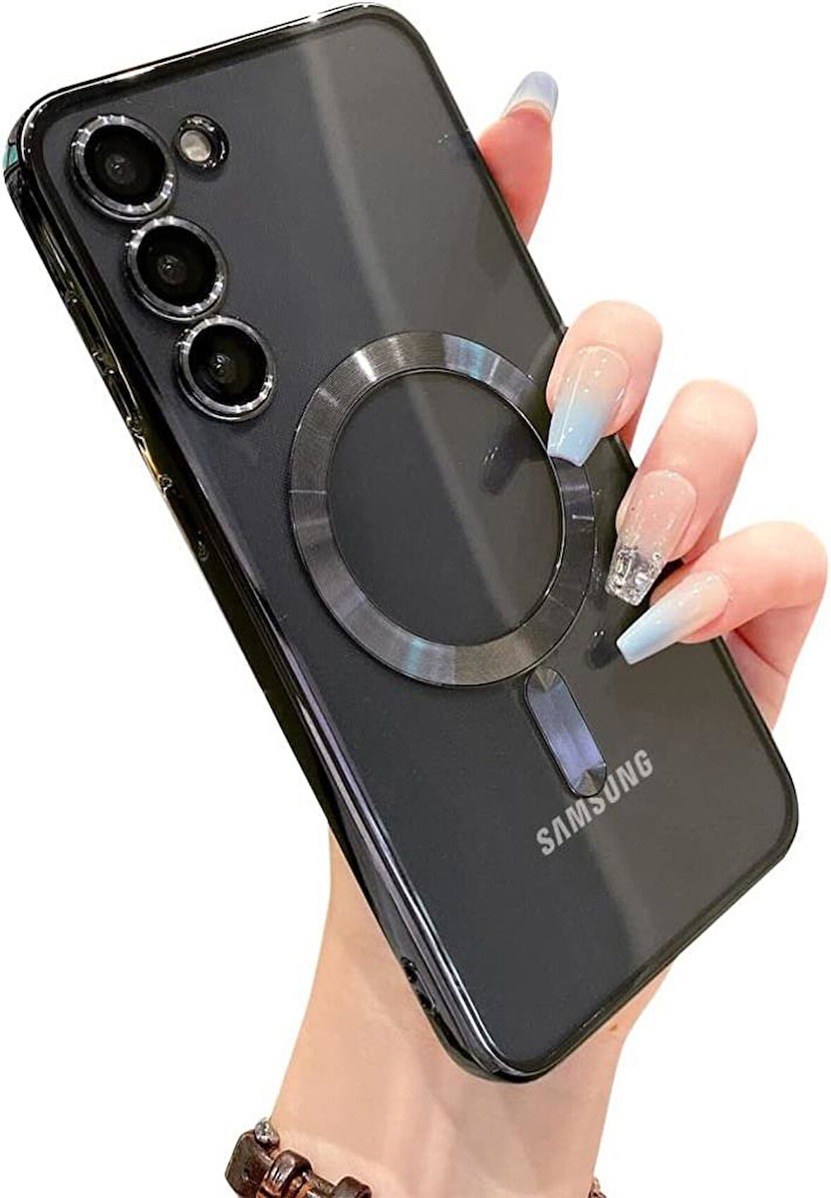 Samsung Galaxy S25 Kılıf Magsafe Kamera Lensli Korumalı Şeffaf Silikon Kapak