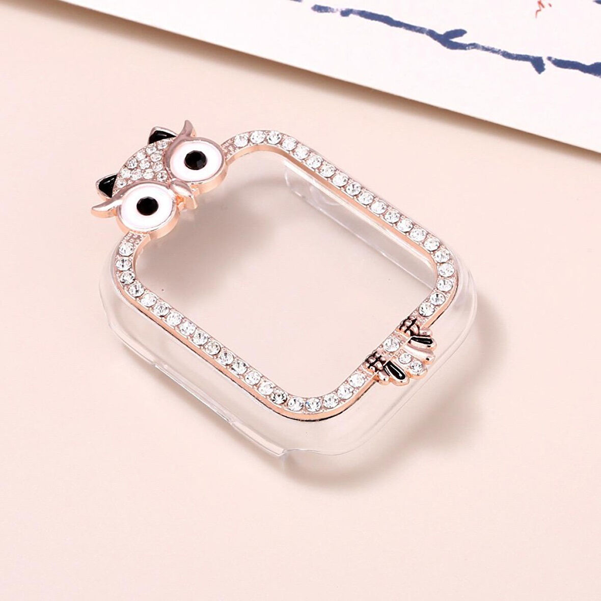 Apple Watch 7 8 9 41mm 3D Figürlü Taşlı Ekran Koruyuculu Sert PC Kasa Koruyucu