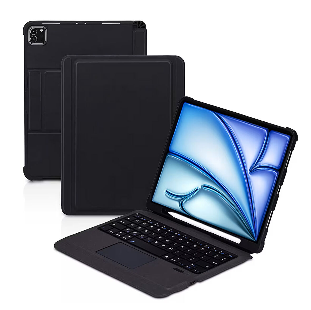 Apple iPad Pro 11inç M4 2024Kılıf Led Işıklı Magnetik Standlı Klavyeli Kılıf A2836 A2837 A3006