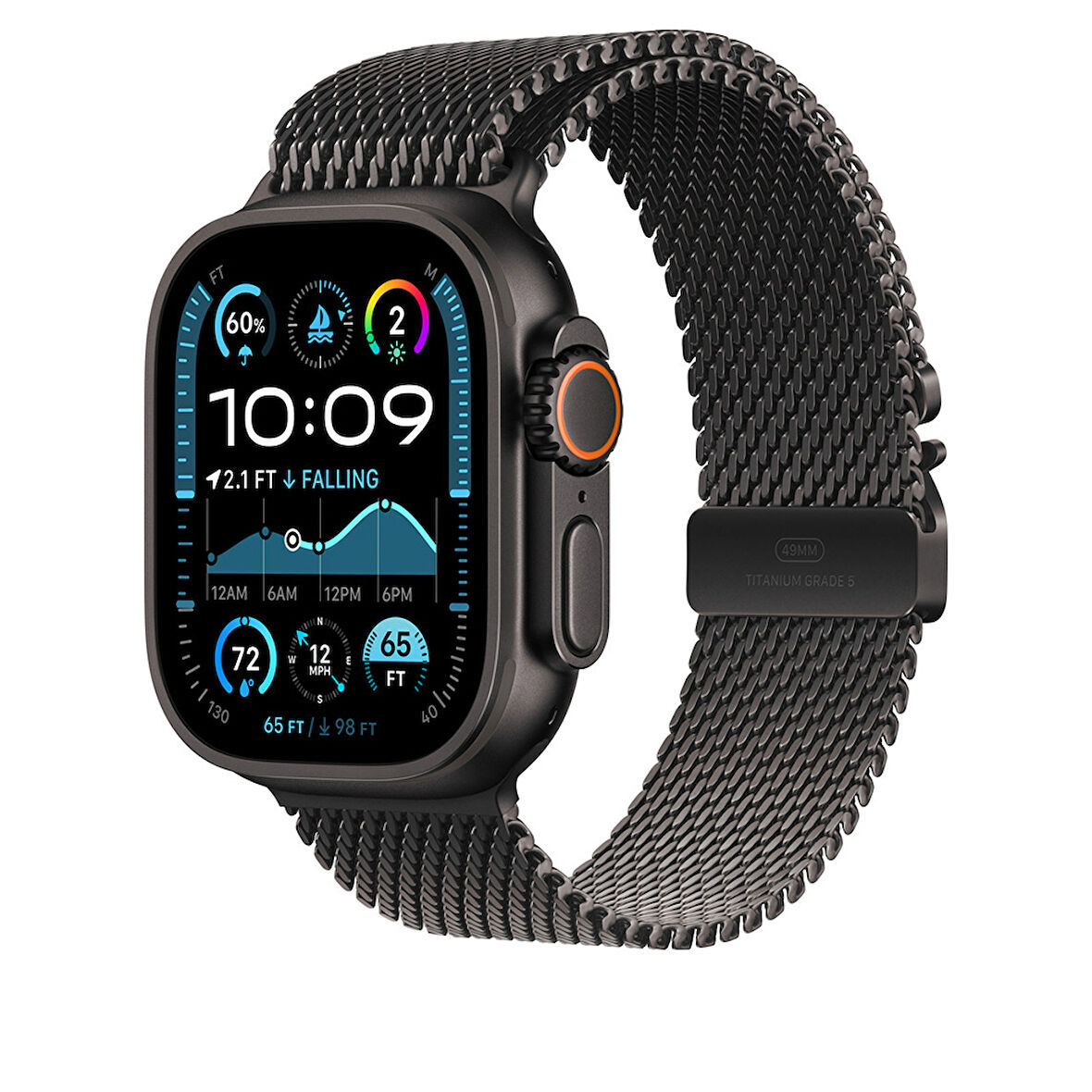 Apple Watch Ultra 1/2/3 49mm Kordon Gerçek Titanyum Hasır Metal Band 100