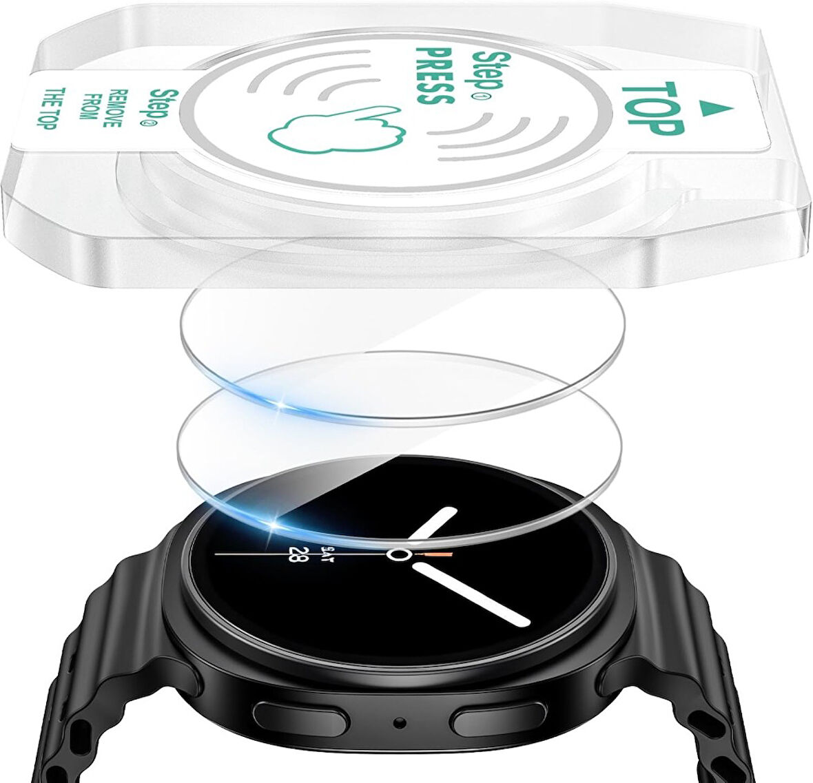 Samsung Galaxy Watch 8 40mm Kolay Uygulama Aparatlı Cam Ekran Koruyucu