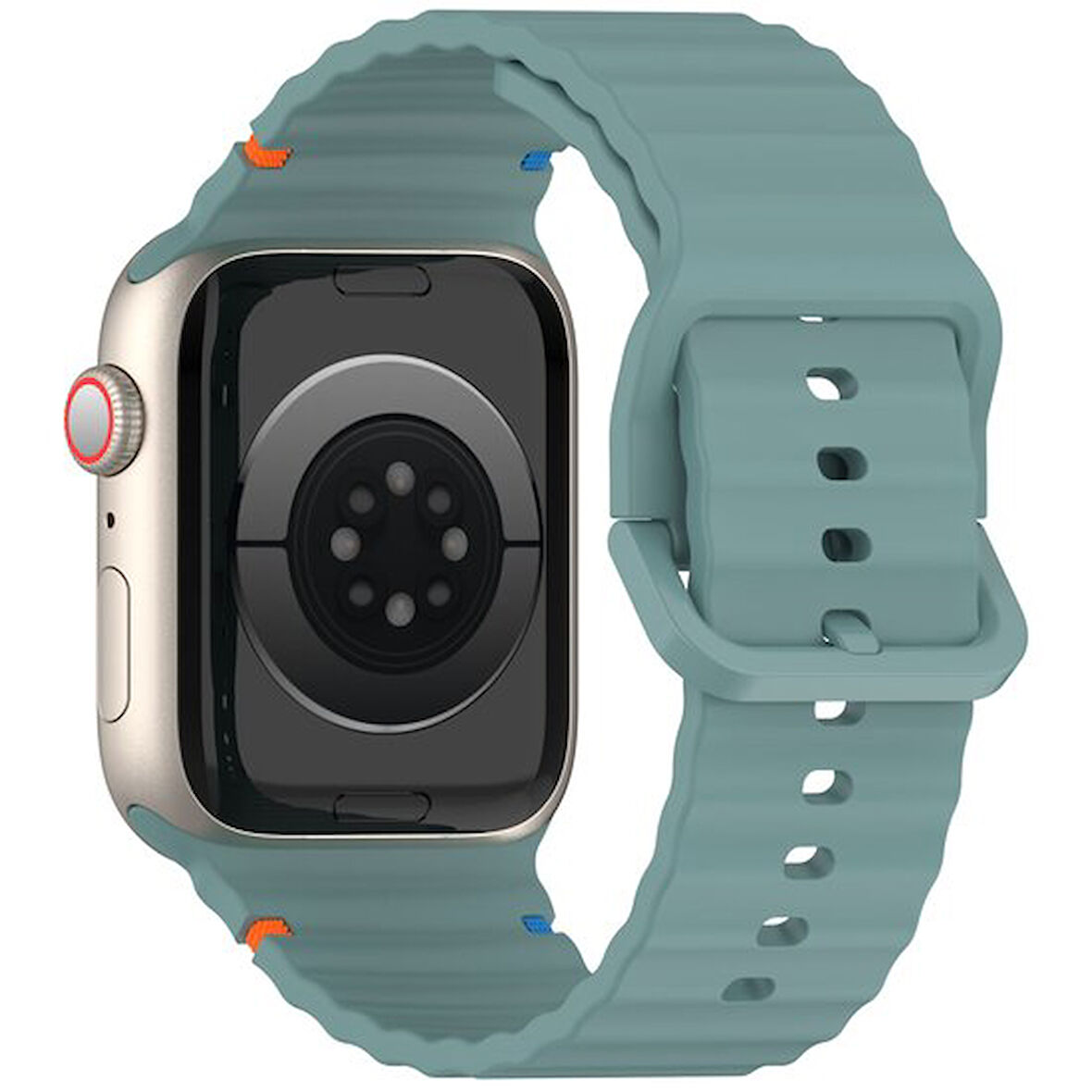 Apple Watch 10 Serisi 42mm - 38/40/41mm Kordon Dekoratif Örgü Çizgili Spor Silikon Kayış