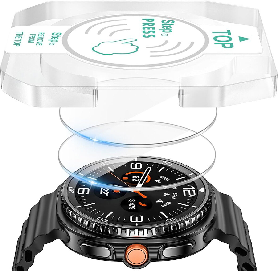 Samsung Galaxy Watch 8 Classic 46mm Kolay Uygulama Aparatlı Cam Ekran Koruyucu