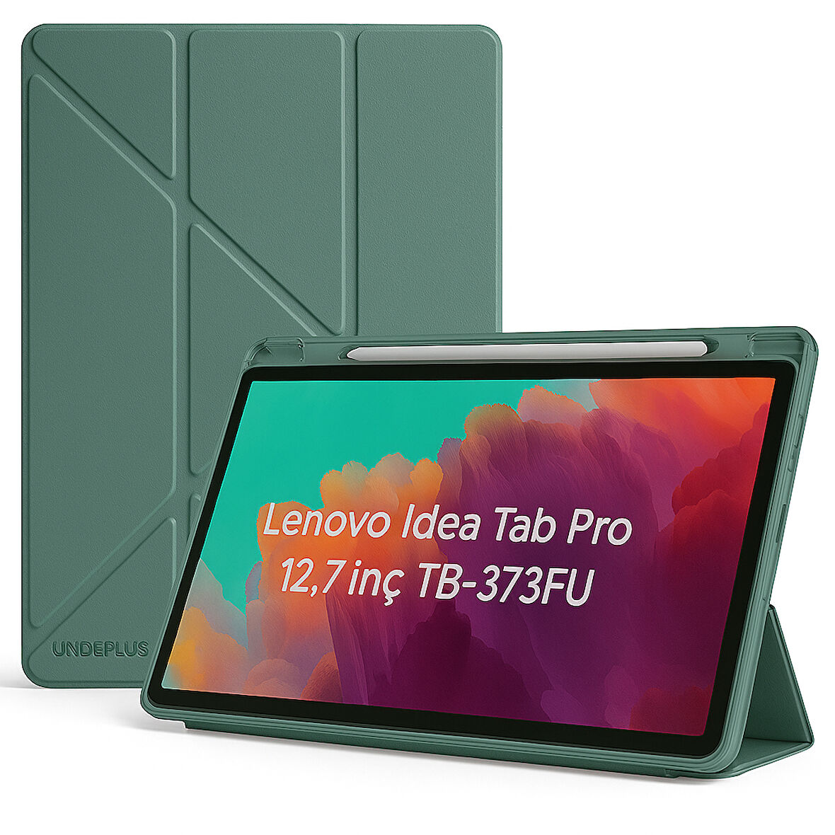 Lenovo Idea Tab Pro 12.7inç TB-373FU Kılıf Kalem Bölmeli Trifolding Case