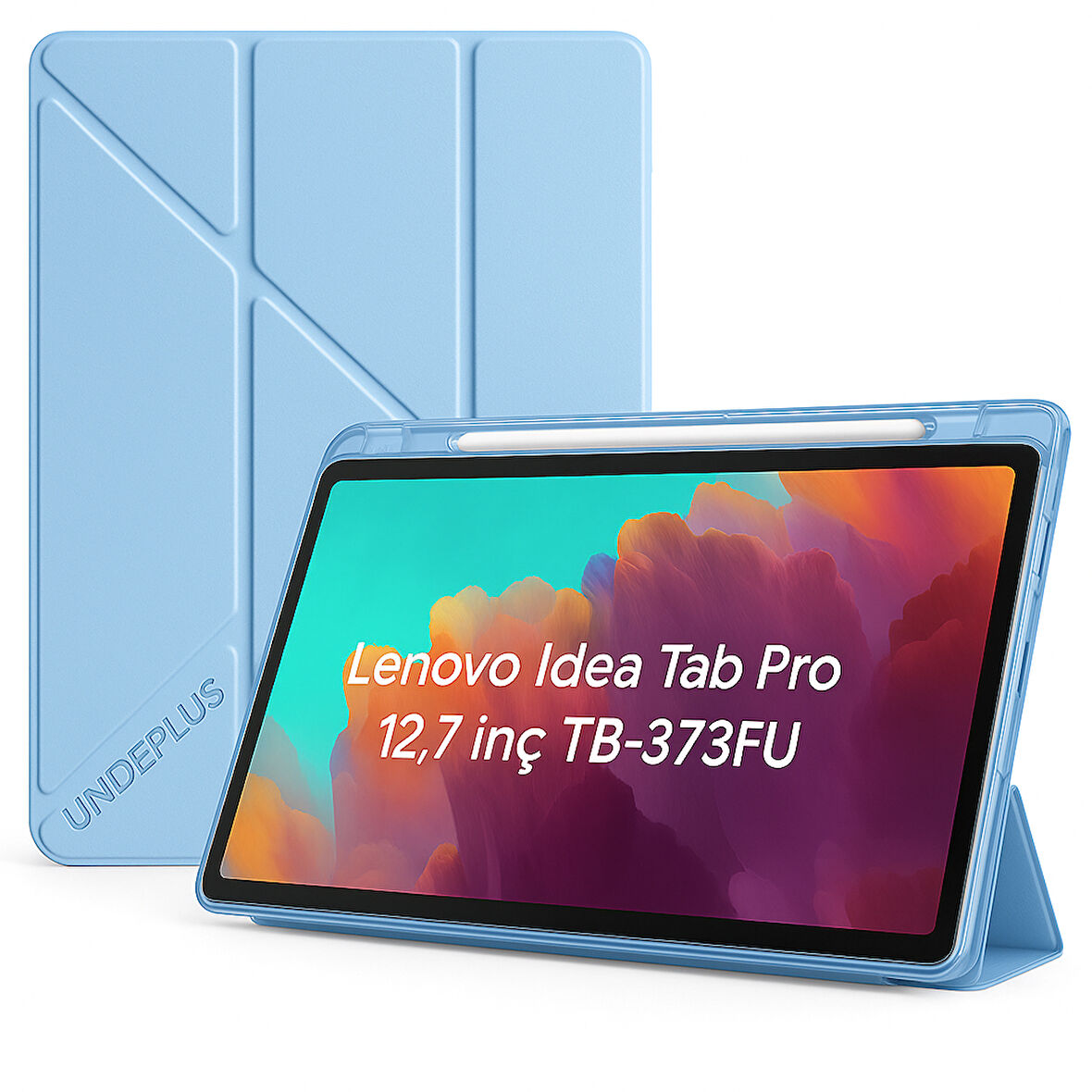 Lenovo Idea Tab Pro 12.7inç TB-373FU Kılıf Kalem Bölmeli Trifolding Case