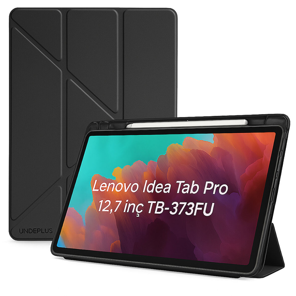 Lenovo Idea Tab Pro 12.7inç TB-373FU Kılıf Kalem Bölmeli Trifolding Case