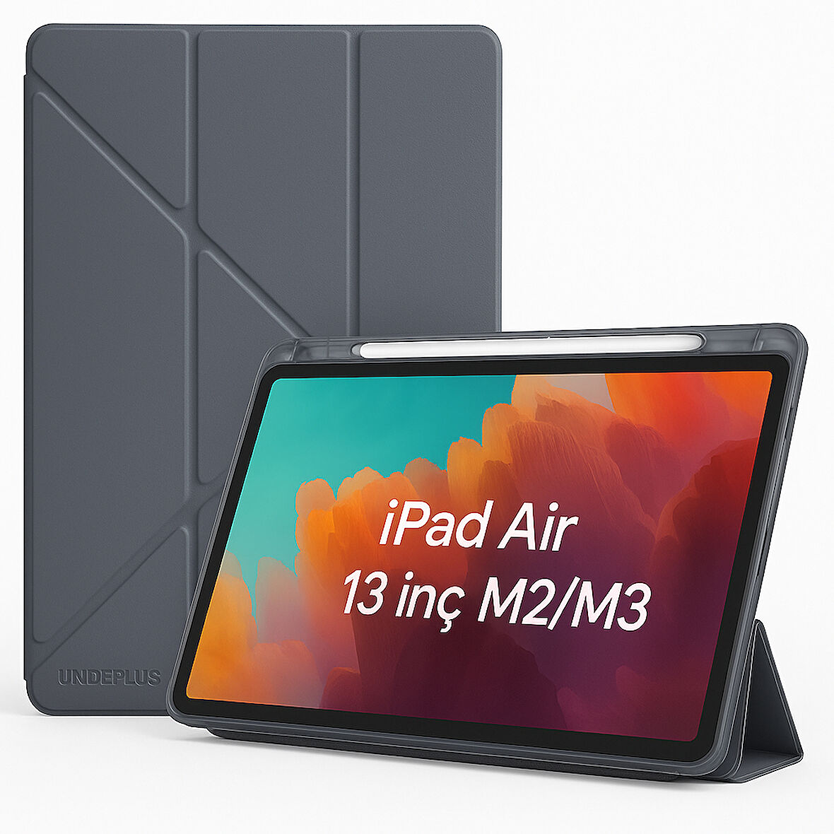 Apple iPad Air 13inç M2/M3 Kılıf Kalem Şarj Bölmeli Case A2898 A2899 A2900
