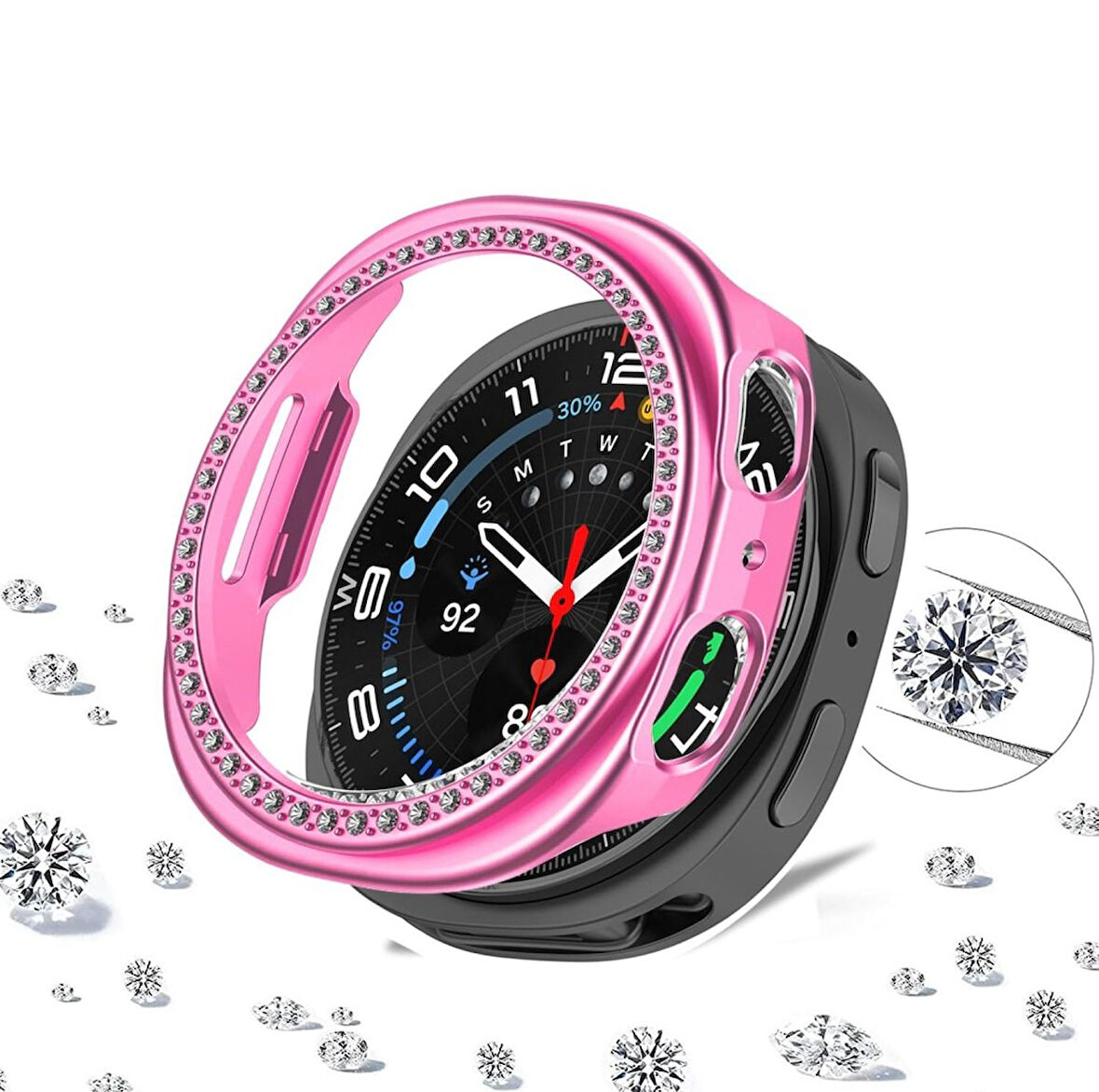 Samsung Galaxy Watch 8 40mm TEK SIRA Taşlı Kasa Koruyucu (Ekran Koruyucusuz) TEKSIRA