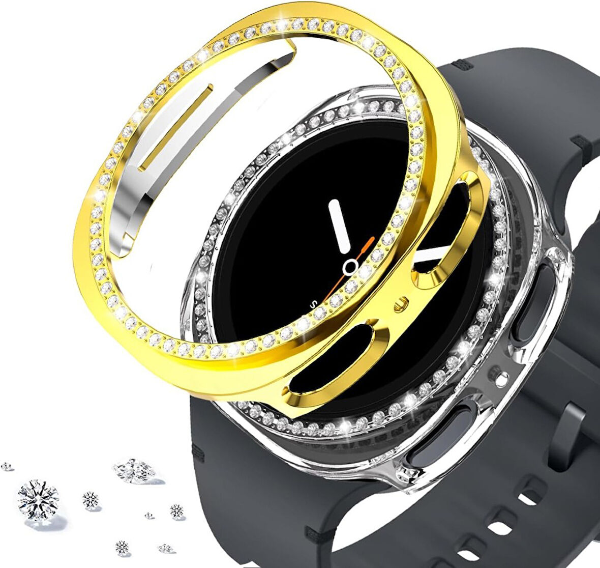 Samsung Galaxy Watch 8 40mm TEK SIRA Taşlı Kasa Koruyucu (Ekran Koruyucusuz) TEKSIRA