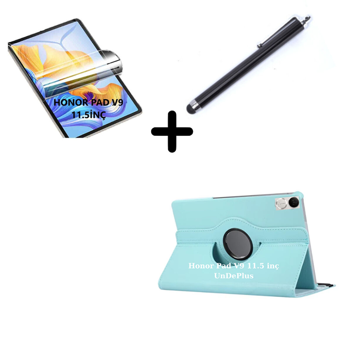 Honor Pad V9 11.5 inç Kılıf Dönen Tablet Kilifi Ekran Koruyucu+Kalem