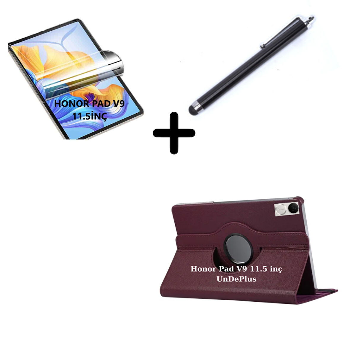Honor Pad V9 11.5 inç Kılıf Dönen Tablet Kilifi Ekran Koruyucu+Kalem