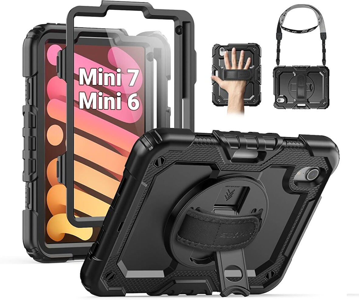 Apple iPad Mini 7 Mini 6 Kılıf Defender Askılı Pars Case Fuji A2993 A2995 A2996 A2567 A2568 A2569
