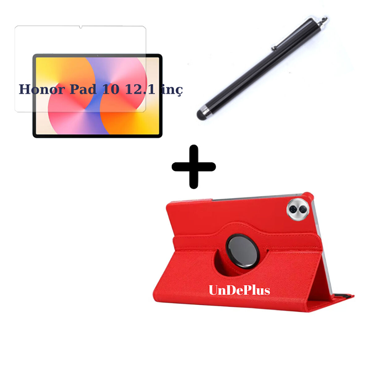 Honor Pad 10 12.1inç Kılıf Dönen Tablet Kilifi Ekran Koruyucu+Kalem