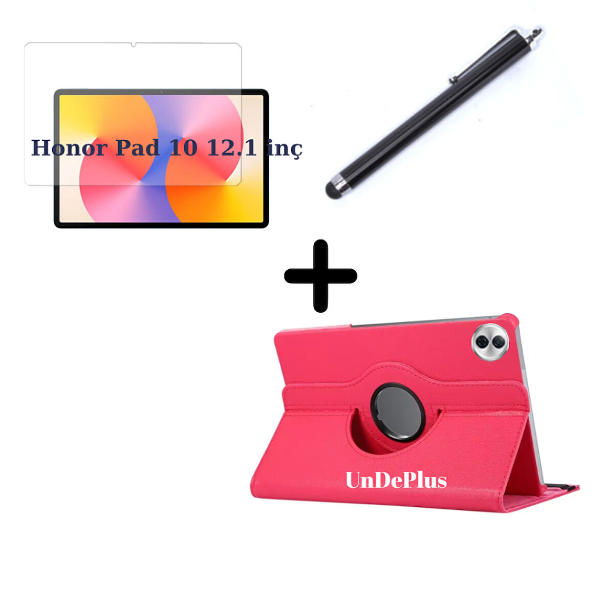 Honor Pad 10 12.1inç Kılıf Dönen Tablet Kilifi Ekran Koruyucu+Kalem