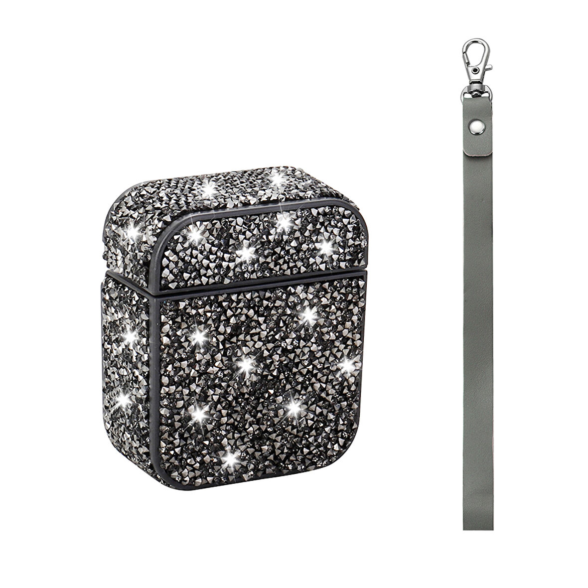 Apple Airpods 1. / 2. Nesil ile uyumlu Kılıf Şık Simli Şeffaf Bilek Askı Aparatlı Case 45