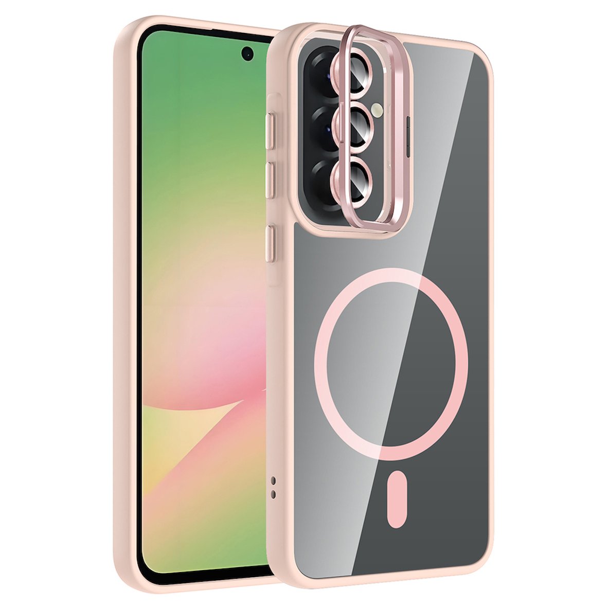 Samsung Galaxy A57 Kılıf Kamera Lens Hediyeli Standlı M-Safe Şarj Özellikli Etro Kapak