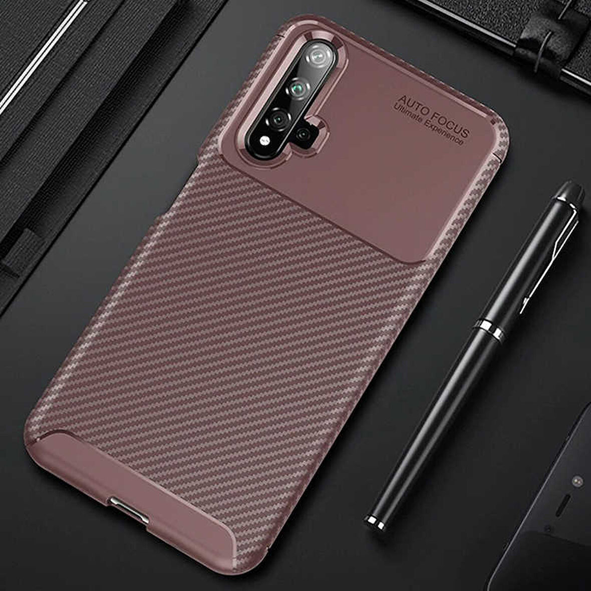 Huawei Honor 20 Kılıf Karbon Silikon Case