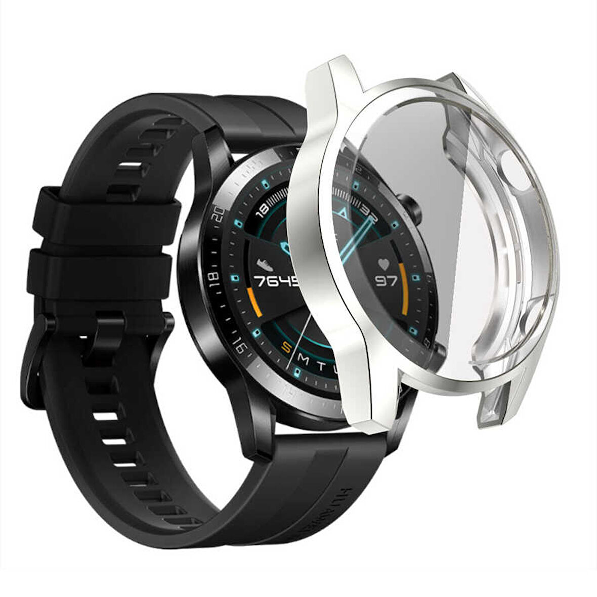 Huawei Watch GT2 46mm Parlak Renkli Ekran Koruyuculu Kasa Koruyucu 02