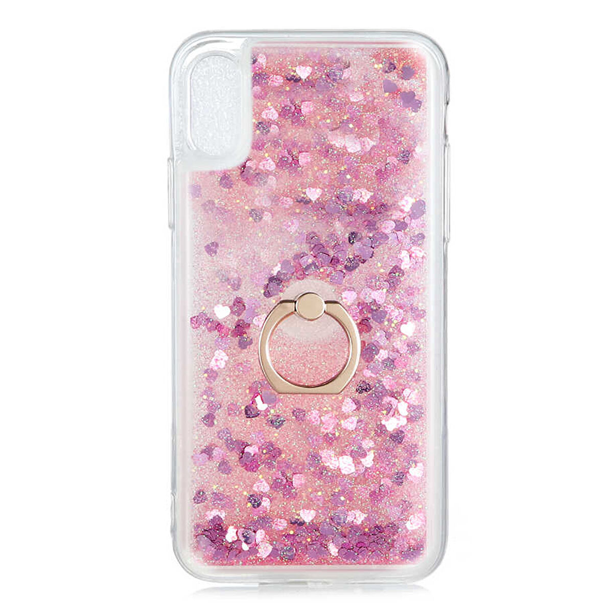 Apple iPhone X Kılıf İçi Sıvılı Yüzüklü Kapak