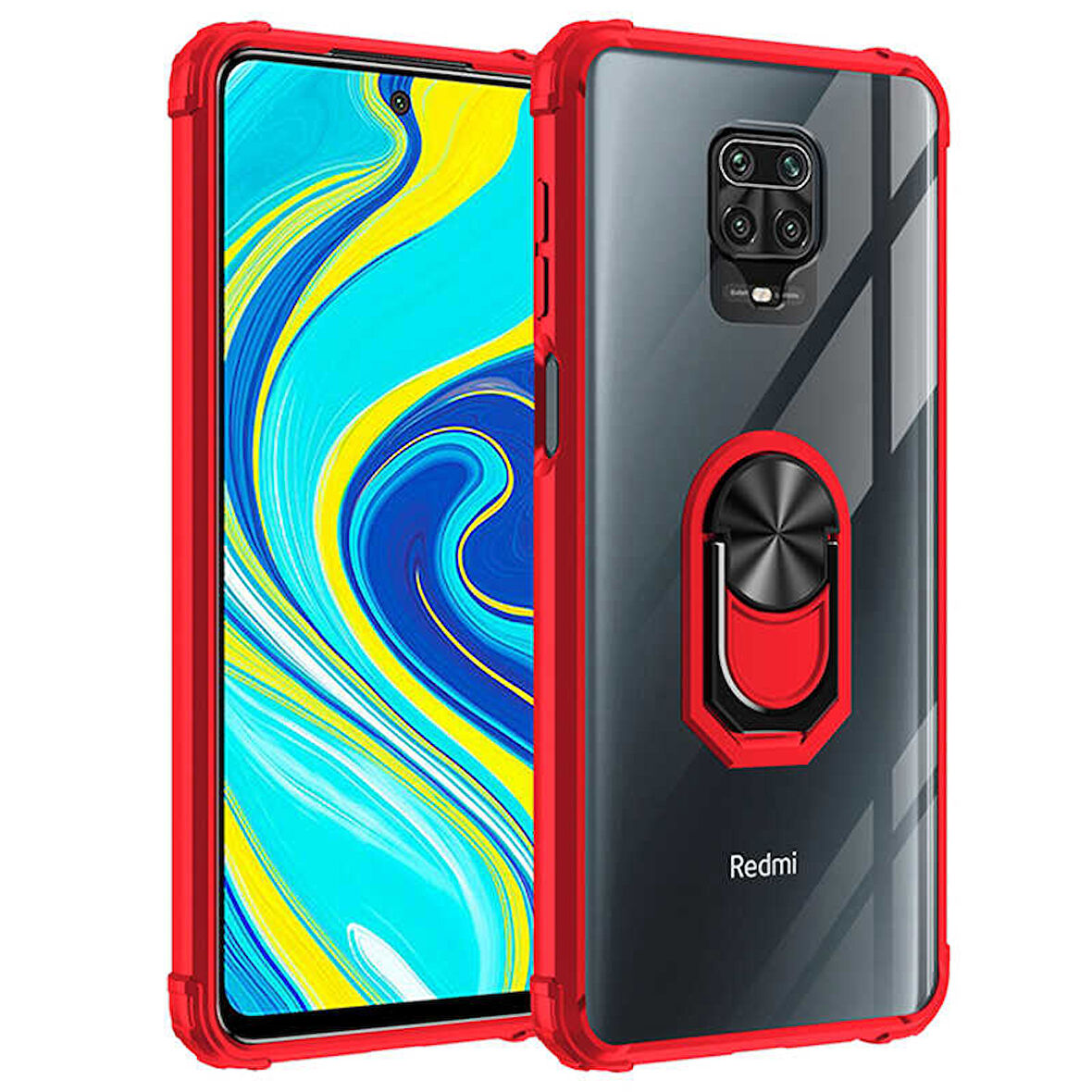Xiaomi Redmi Note 9 Pro Kılıf Şeffaf Sararmaz Yüzüklü Mola Kapak