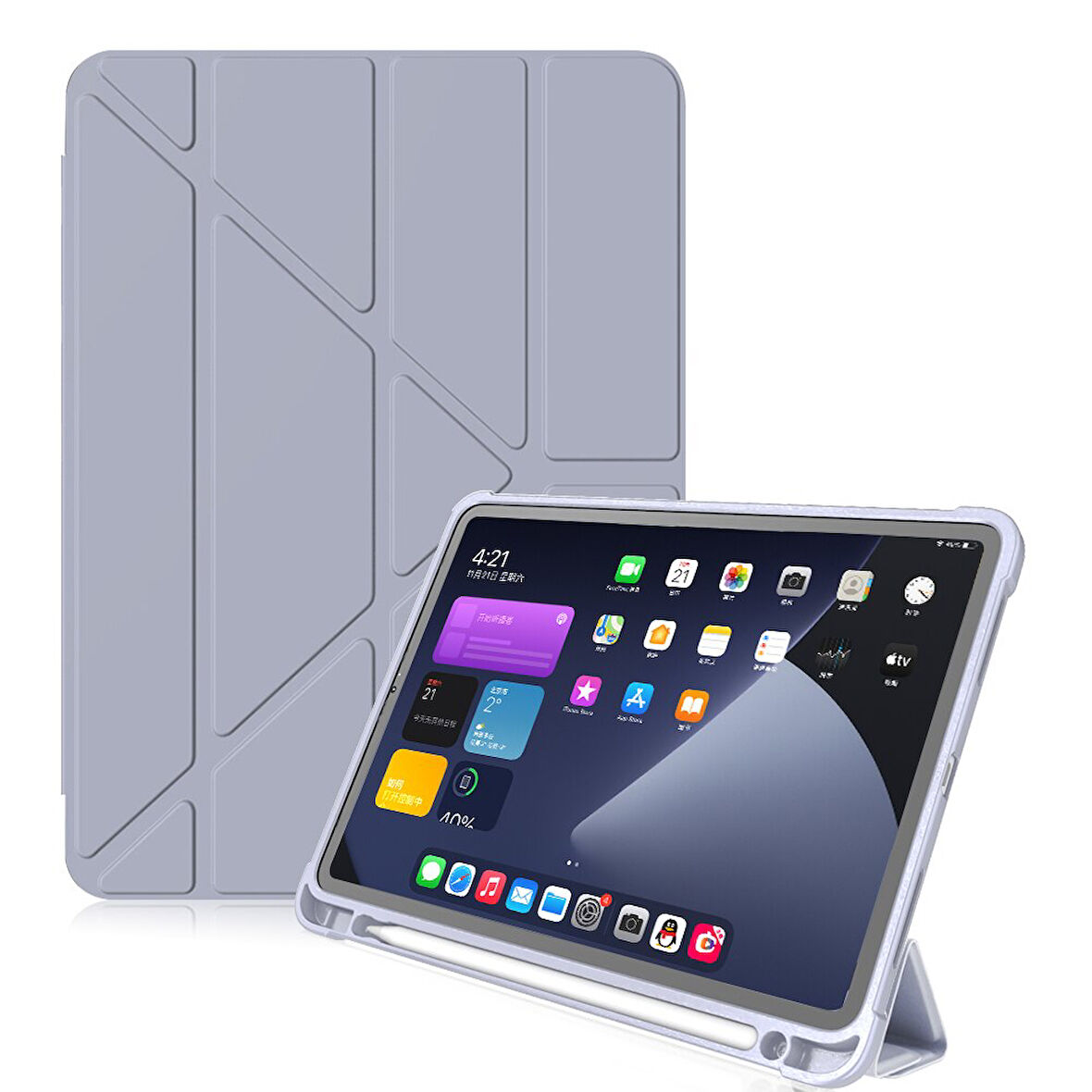 Apple iPad 5. Nesil 9.7 Kılıf Kalem Bölmeli Trifolding Case A1822 A1823