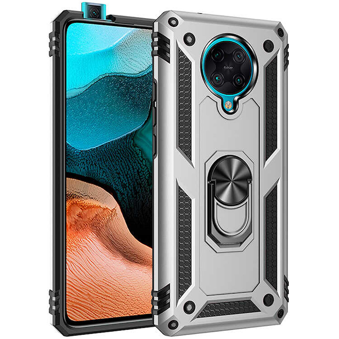 Xiaomi Poco F2 Pro Kılıf Yüzüklü Zırh Tank Vega