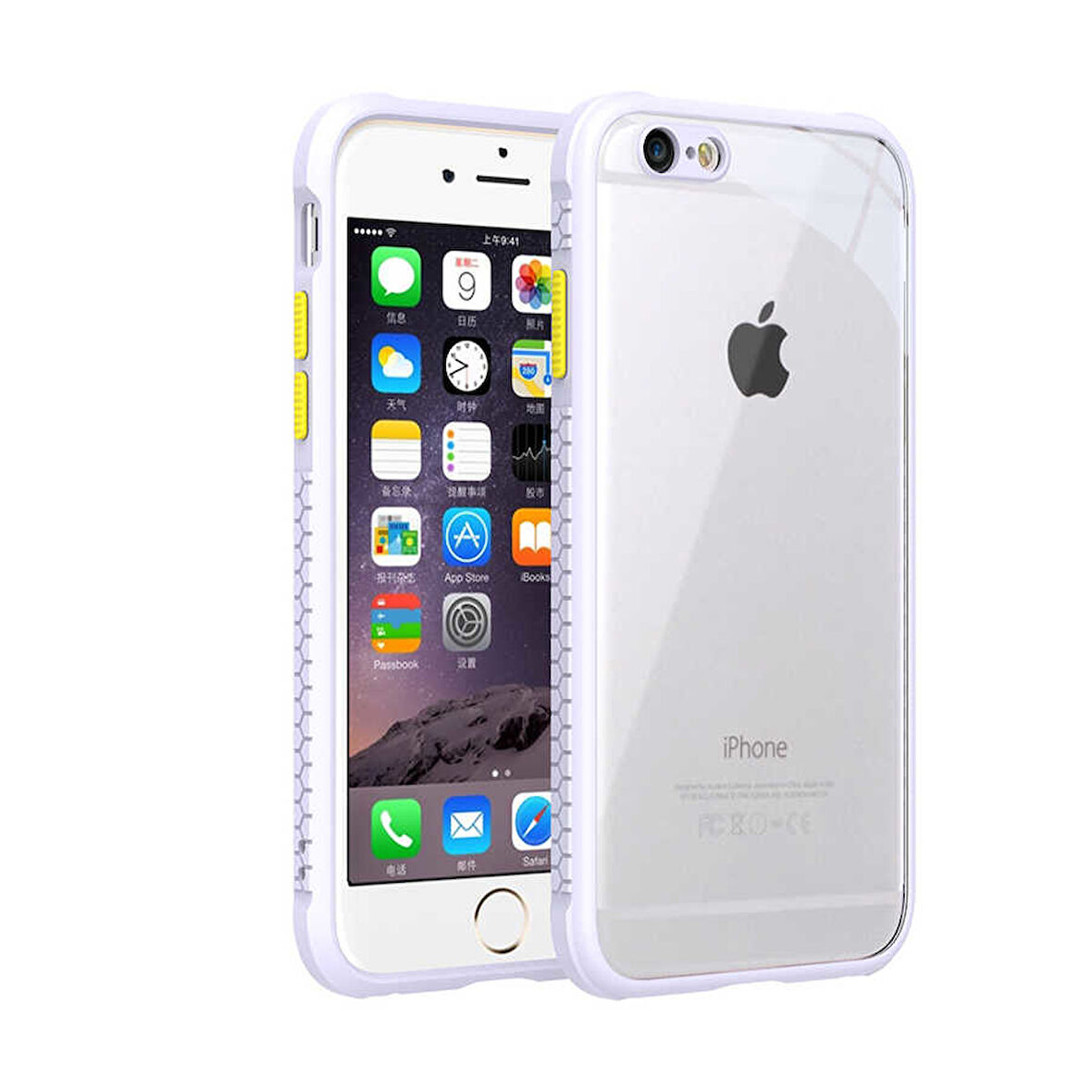 Apple iPhone 6 6S Kılıf Kenar Renkli Sararmaz Şeffaf Kapak