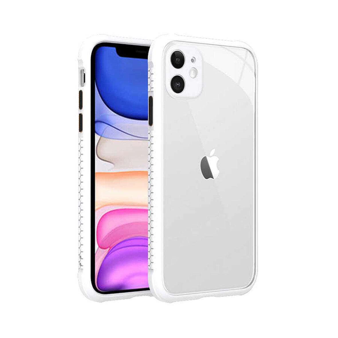 Apple iPhone 11 Kılıf Kenar Renkli Sararmaz Şeffaf Kapak