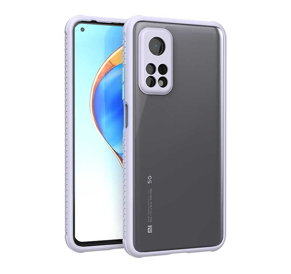 Xiaomi Mi 10T 5G Kılıf Kenar Renkli Sararmaz Şeffaf Kapak