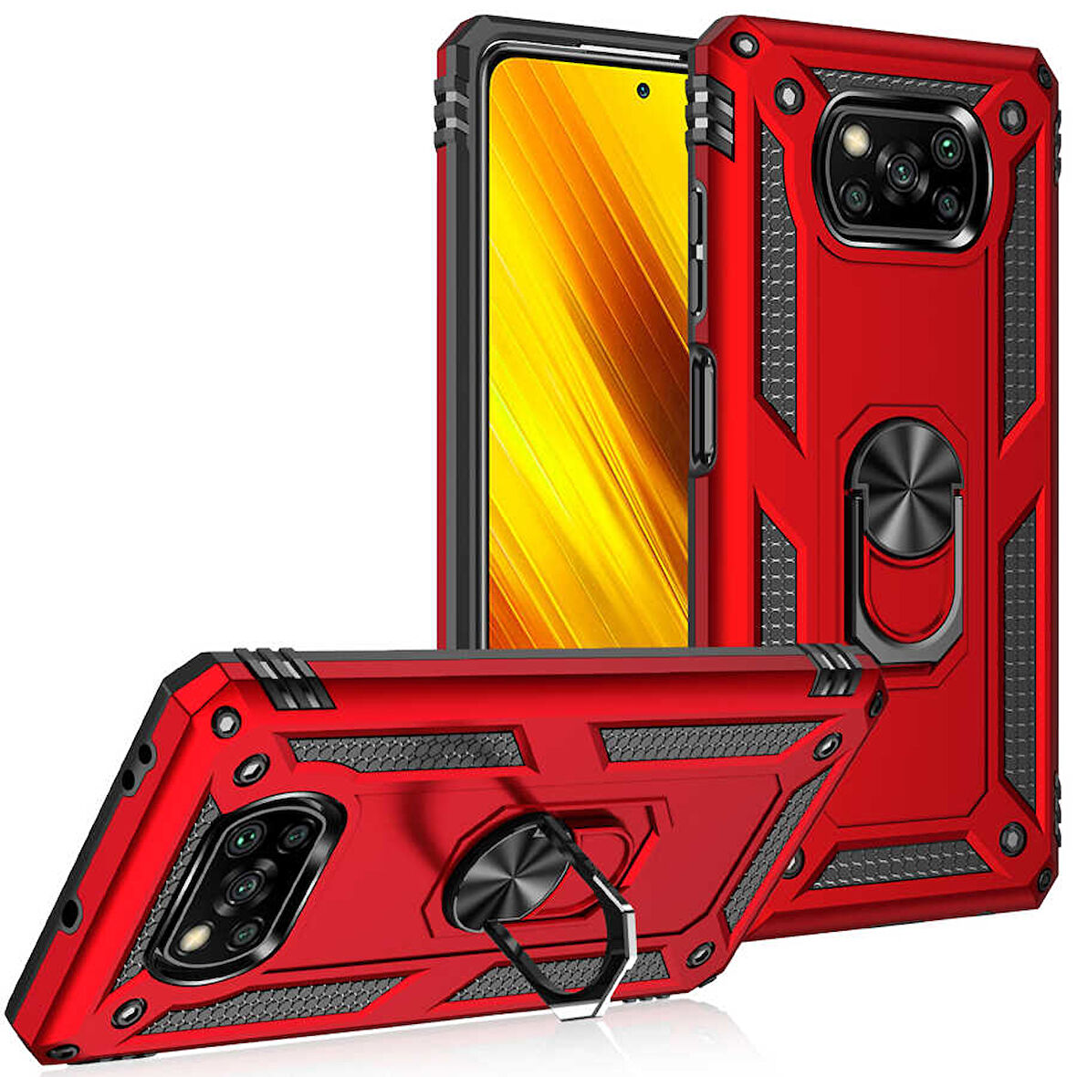 Xiaomi Poco X3 Kılıf Yüzüklü Zırh Tank Vega