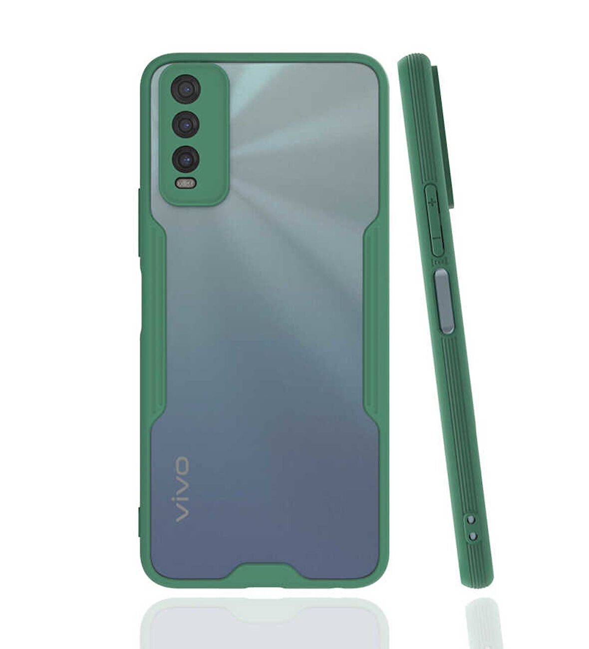 Vivo Y20 Kılıf Kenar Renkli Kamera Korumalı Mat Kapak