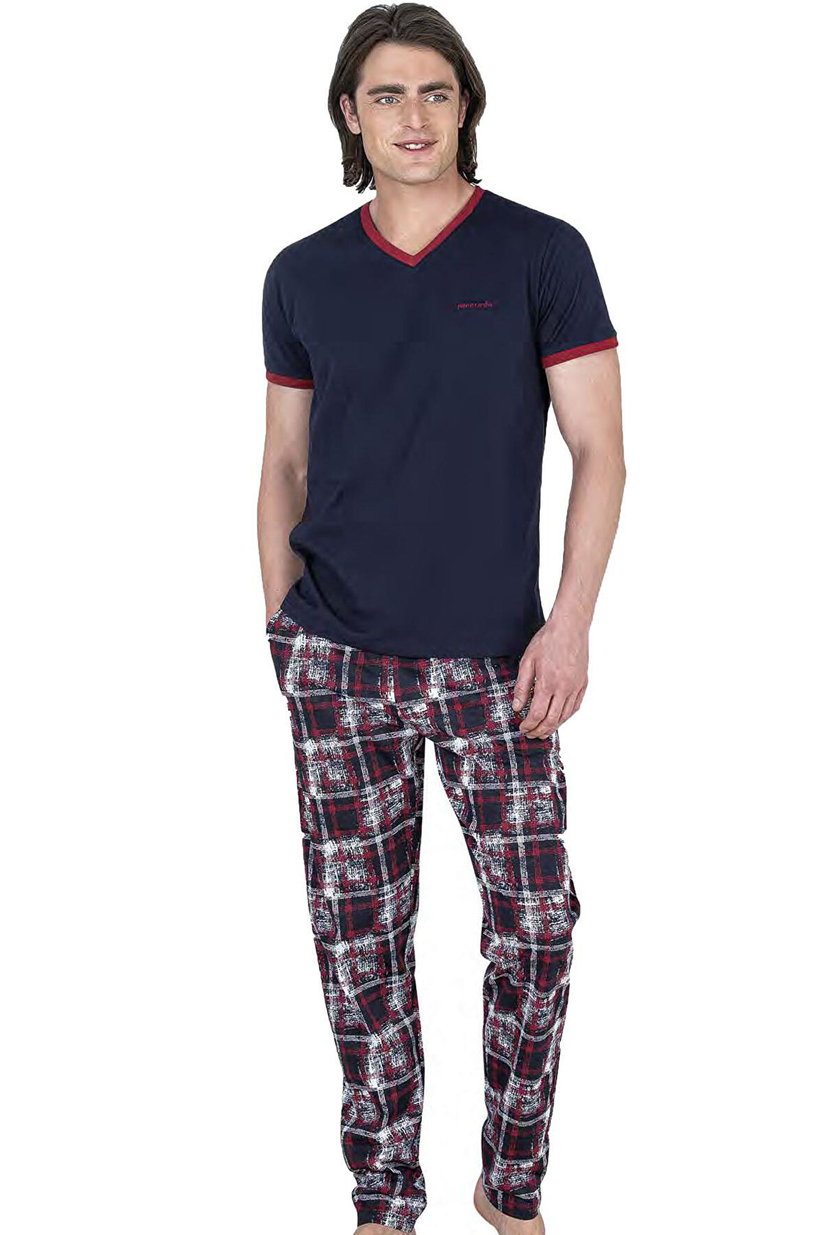 Pierre Cardin Erkek V Yaka Yazlık Pijama Takım, %100 Pamukludur