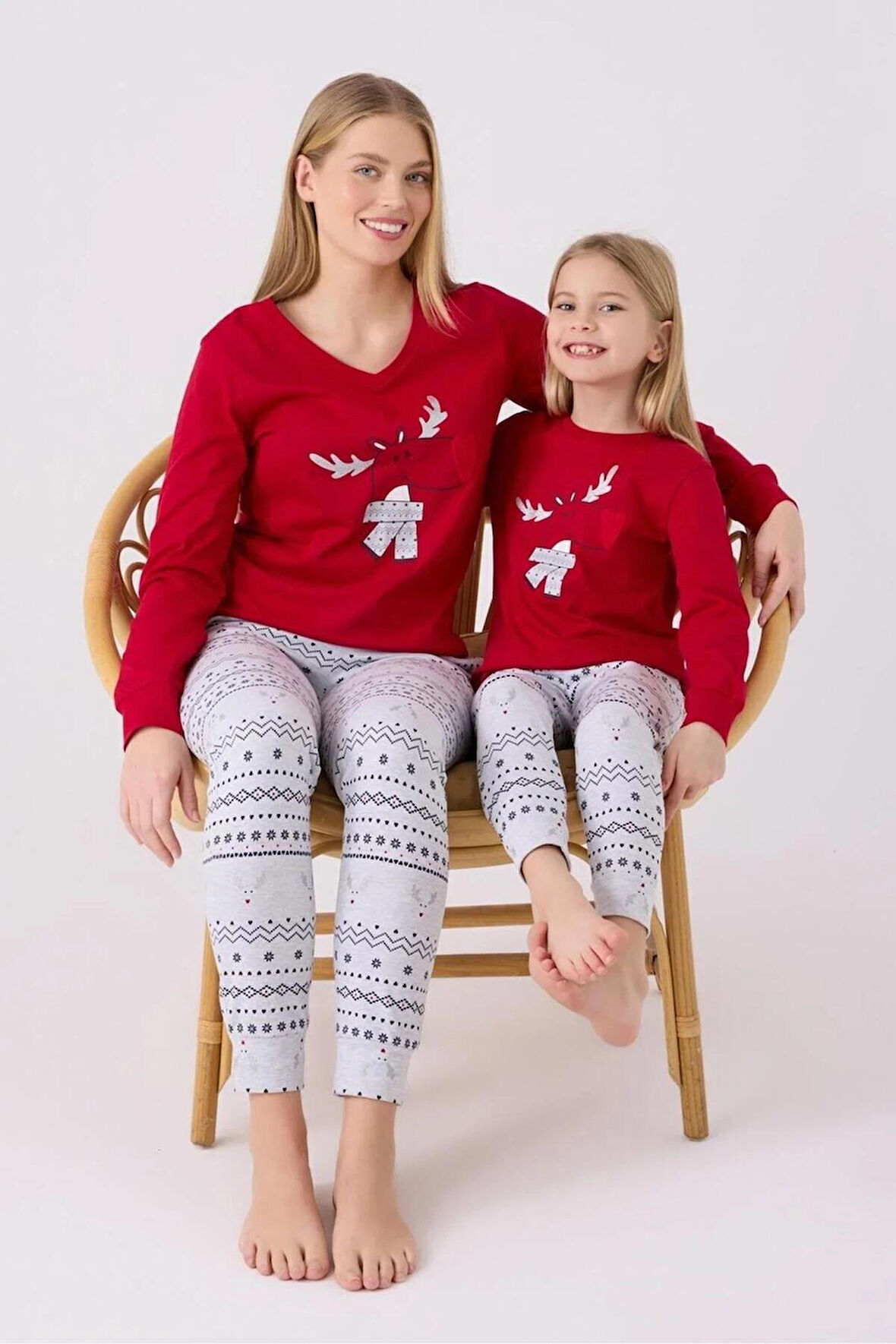 Anne Kız Kırmızı Pijama Takım, Kombin Yapmak İçin tek tek sepete eklenmelidir