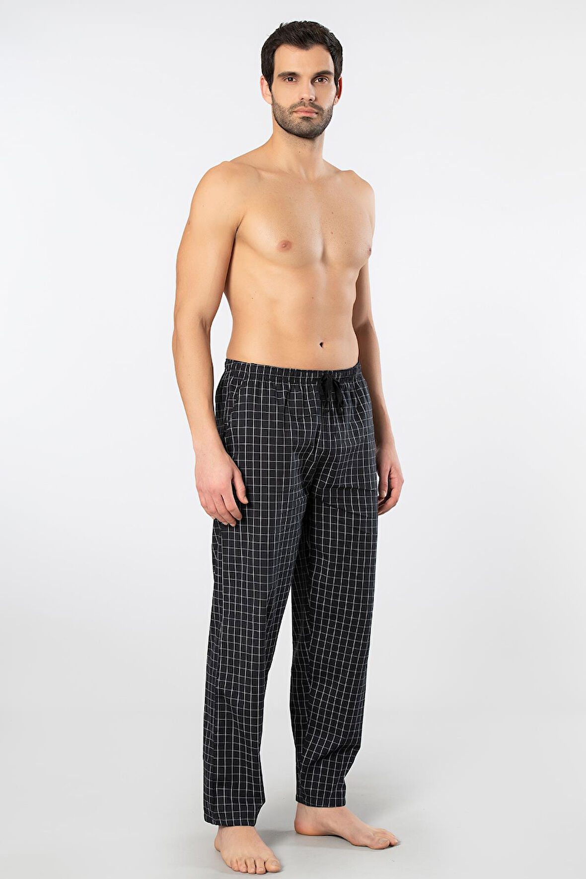 Cacharel Ekoseli Cepli Alt Pijama, %95 pamuk %5 likralı