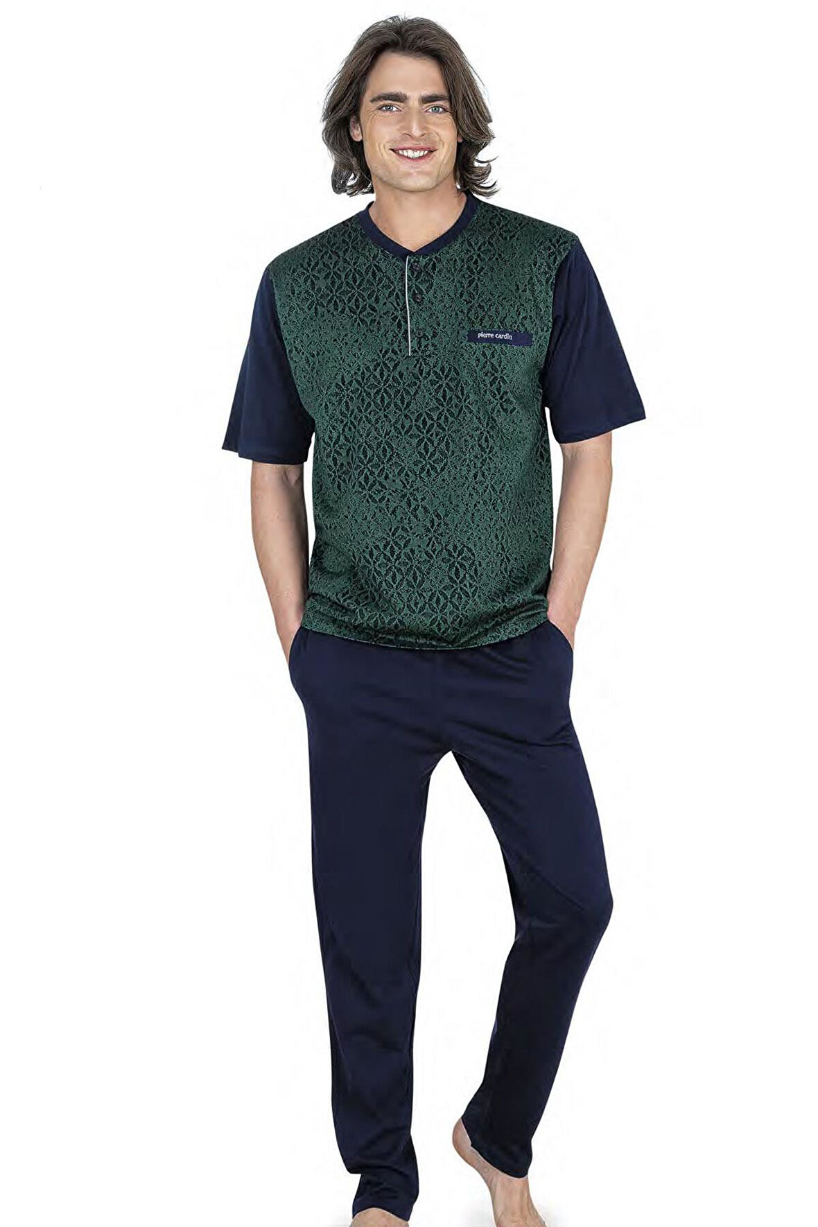 Pierre Cardin 3'lü Erkek Pijama Takım, Çeyizlik Kutulu, Jakarlı %100 Pamuk