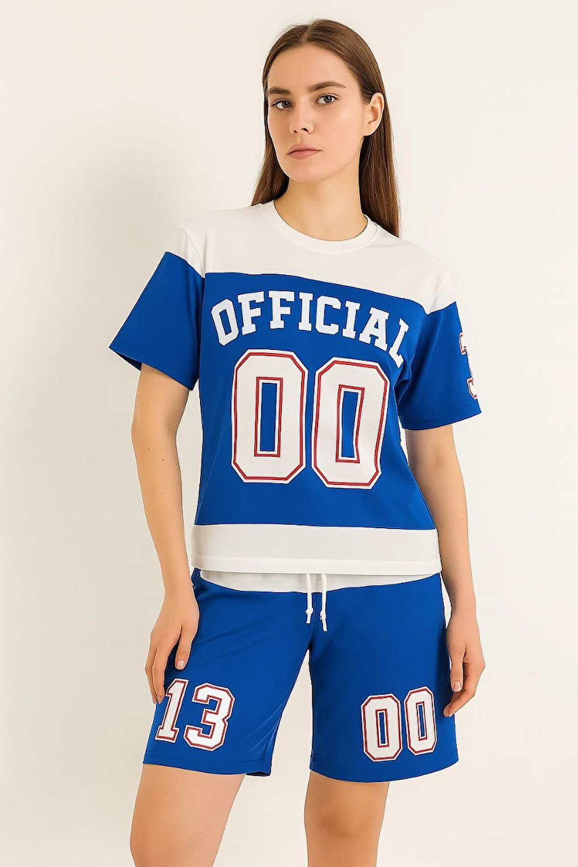 Kadın Şortlu Takım - Oversize- Mavi